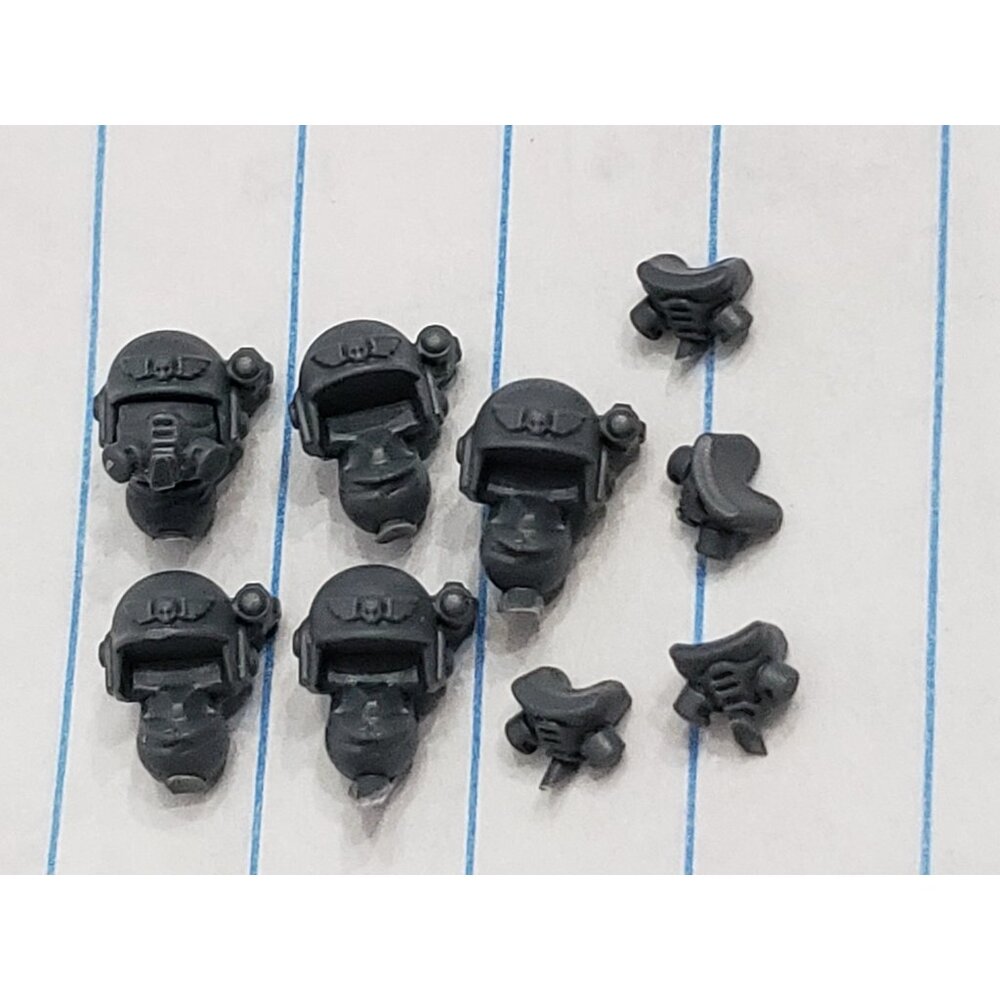 Warhammer 40k Astra Militarum Bits Cadian Kasrkin Trooper Head w Gasmask #22 x5 - Picture 2 of 10